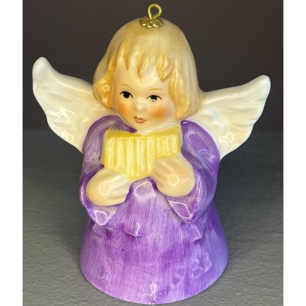 Vintage 1983 Goebel Angel Bell Christmas Tree Ornament Purple Dress